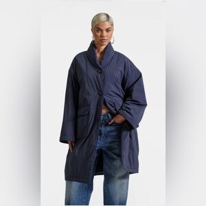 NWT KBB by KAHLANA Women's 'The Duvet Trench Coat' - Navy Blue - S